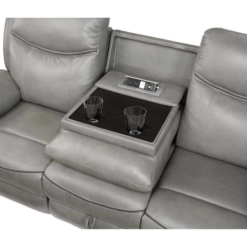 Homelegance Aram Reclining Leather Look Sofa 8206GRY-3 IMAGE 6