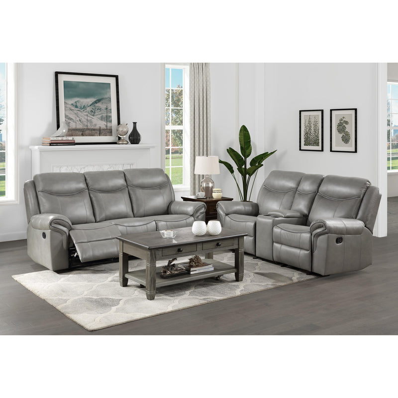 Homelegance Aram Reclining Leather Look Sofa 8206GRY-3 IMAGE 8