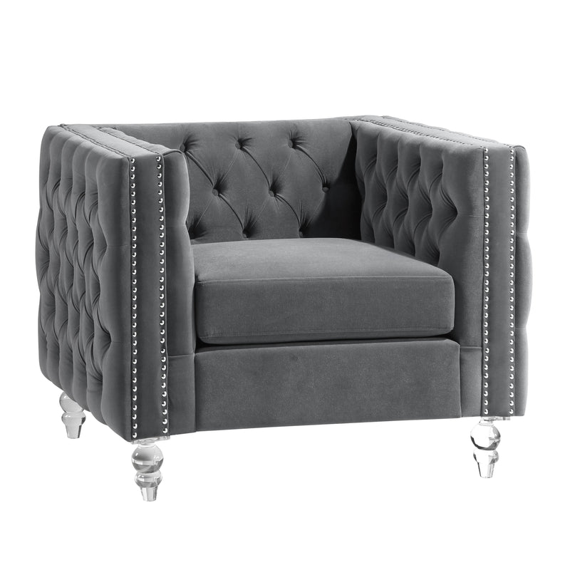 Homelegance Orina Stationary Fabric Chair 9349GRY-1 IMAGE 2