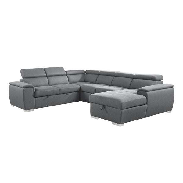 Homelegance Berel Fabric 4 pc Sectional 9355GY*42LRC IMAGE 1