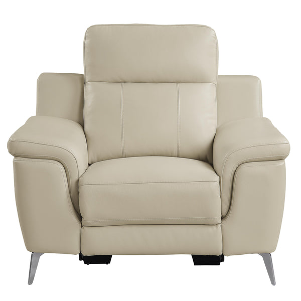 Homelegance Antonio Power Leather Match Recliner 9360BEG-1PW IMAGE 1