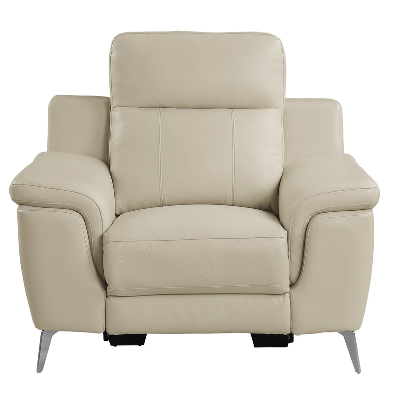 Homelegance Antonio Power Leather Match Recliner 9360BEG-1PW IMAGE 1