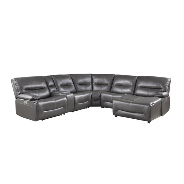 Homelegance Dyersburg Power Reclining Leather Look 6 pc Sectional 9579GRY*6LRRCPW IMAGE 1