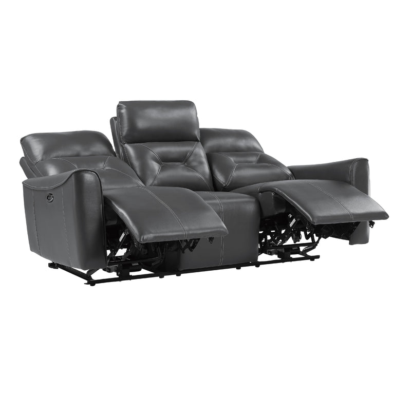 Homelegance Burwell Reclining Leather Look Sofa 9446GY-3PW IMAGE 3