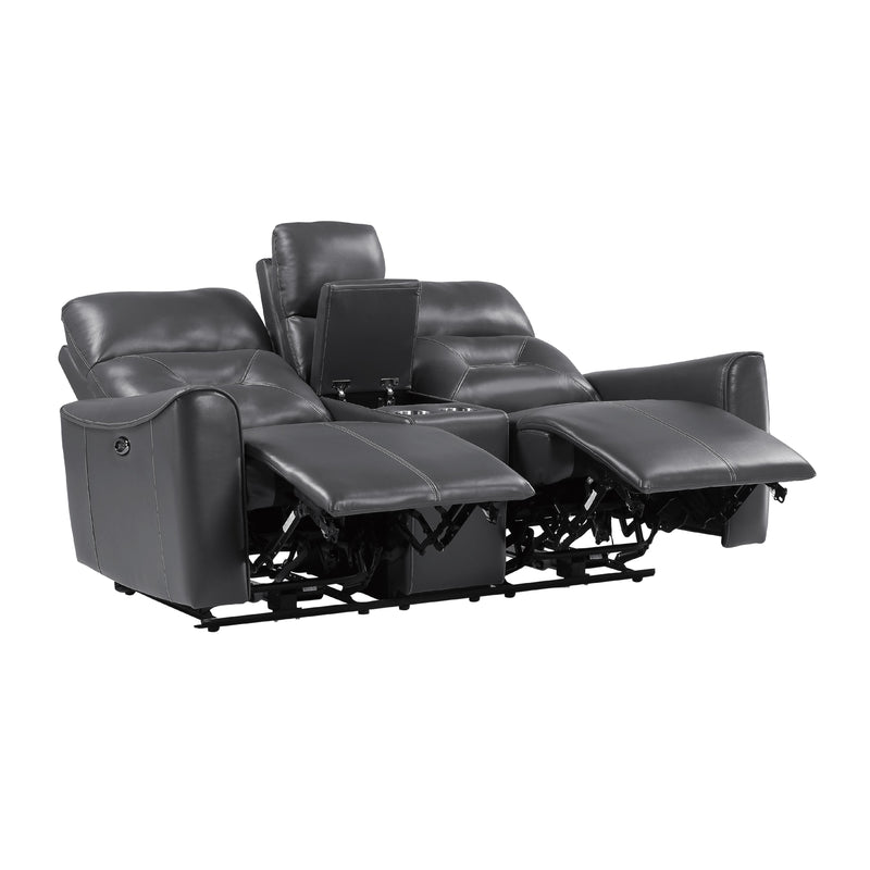Homelegance Burwell Power Reclining Leather Look Loveseat 9446GY-2PW IMAGE 3