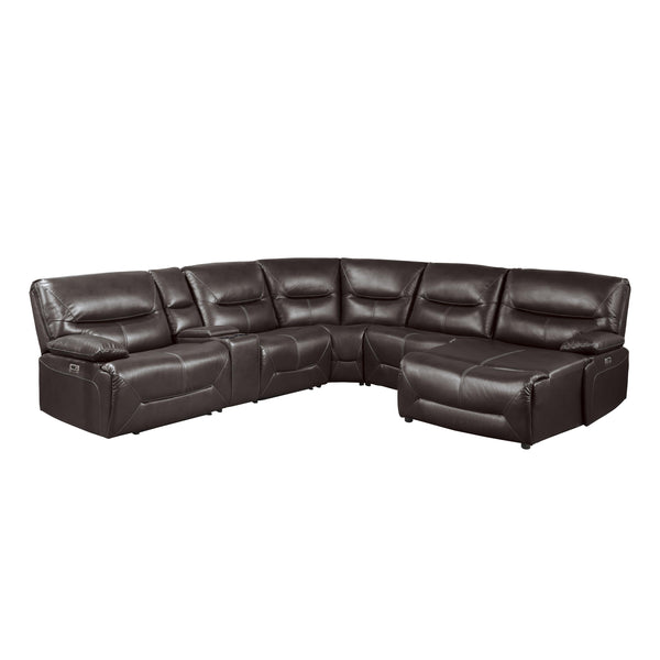 Homelegance Dyersburg Power Reclining Leather Look 6 pc Sectional 9579BRW*6LRRCPW IMAGE 1