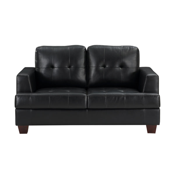 Homelegance Hinsall Stationary Leather Look Loveseat 9309BK-2 IMAGE 1