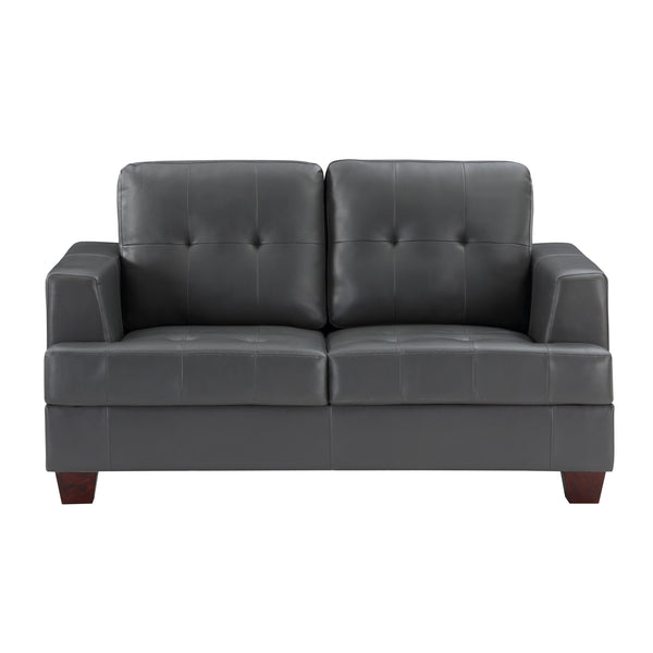 Homelegance Hinsall Stationary Leather Look Loveseat 9309GY-2 IMAGE 1