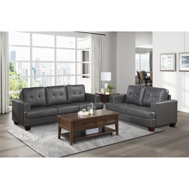 Homelegance Hinsall Stationary Leather Look Loveseat 9309GY-2 IMAGE 5