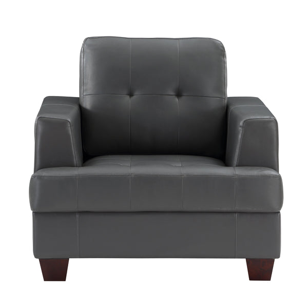 Homelegance Hinsall Stationary Leather Look Chair 9309GY-1 IMAGE 1