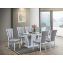 New Classic Furniture Platina Dining Table with Glass Top and Pedestal Base D3639-10T/D3639W-10B IMAGE 1