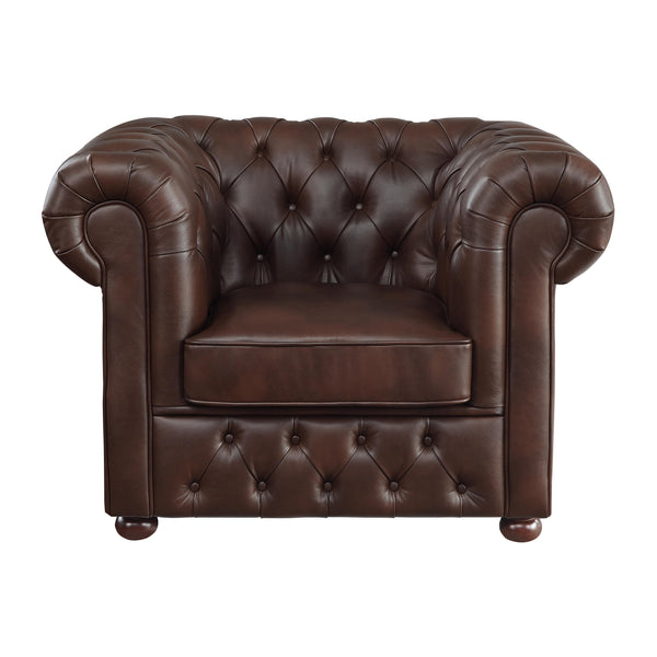 Homelegance Tiverton Stationary Leather Look Chair 9335BRW-1 IMAGE 1