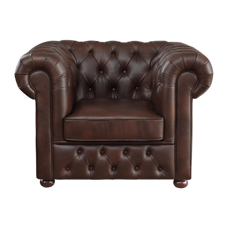 Homelegance Tiverton Stationary Leather Look Chair 9335BRW-1 IMAGE 1