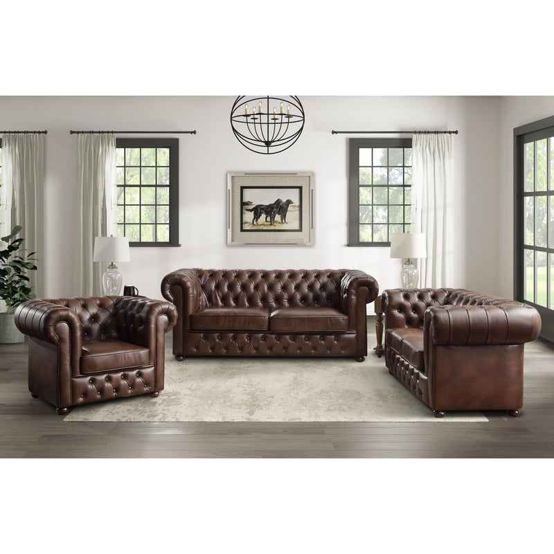 Homelegance Tiverton Stationary Leather Look Loveseat 9335BRW-2 IMAGE 5