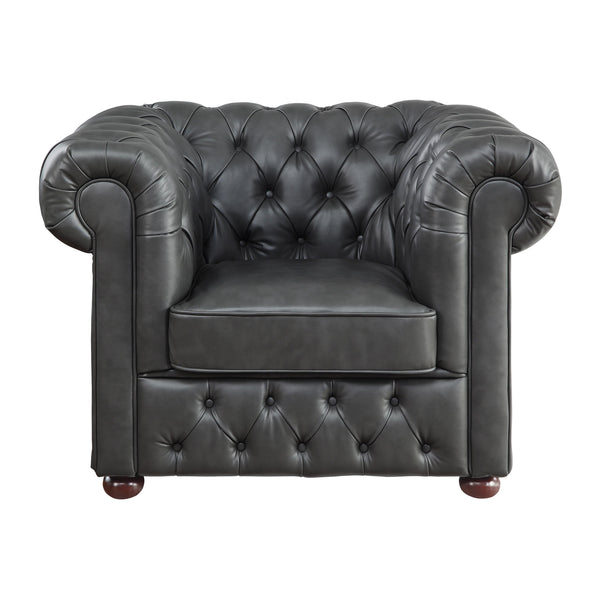 Homelegance Tiverton Stationary Leather Look Chair 9335GRY-1 IMAGE 1