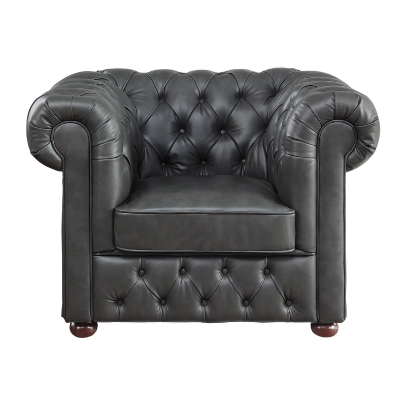 Homelegance Tiverton Stationary Leather Look Chair 9335GRY-1 IMAGE 1
