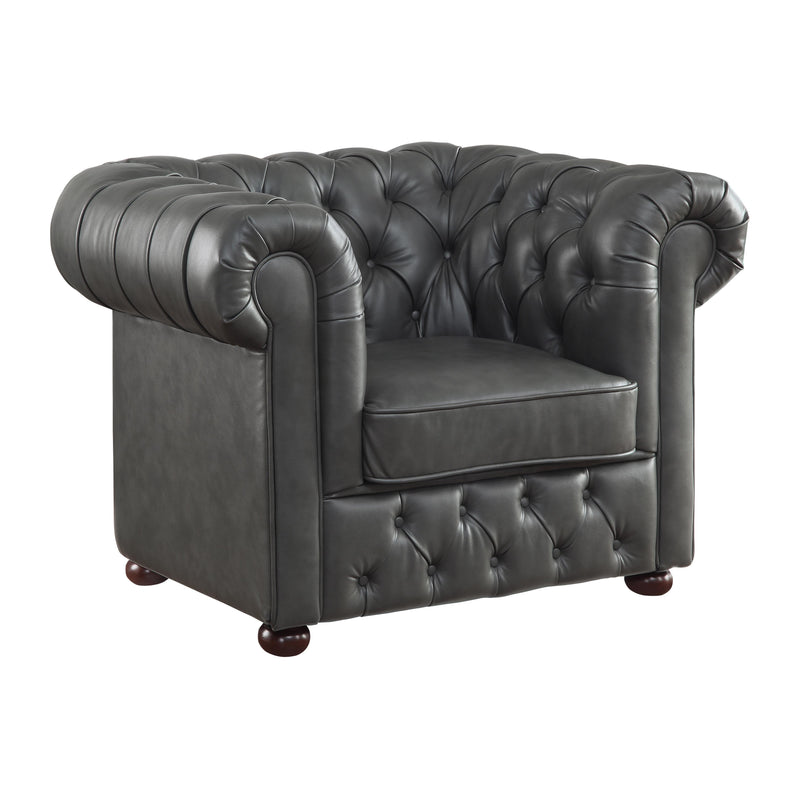 Homelegance Tiverton Stationary Leather Look Chair 9335GRY-1 IMAGE 2