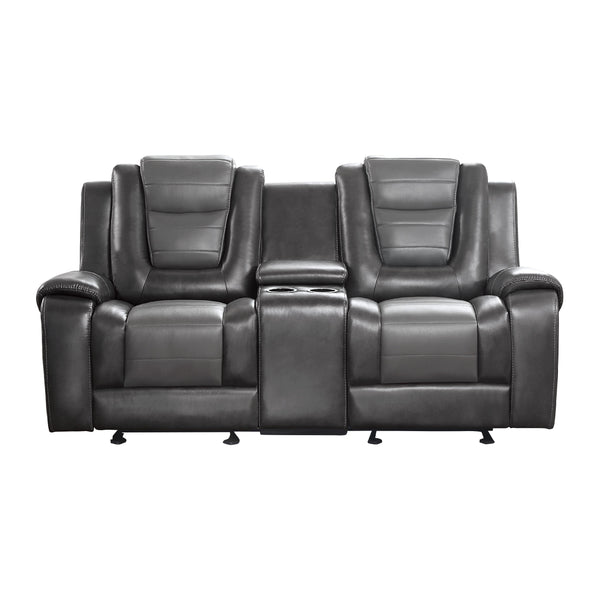 Homelegance Briscoe Reclining Leather Look Loveseat 9470GY-2 IMAGE 1