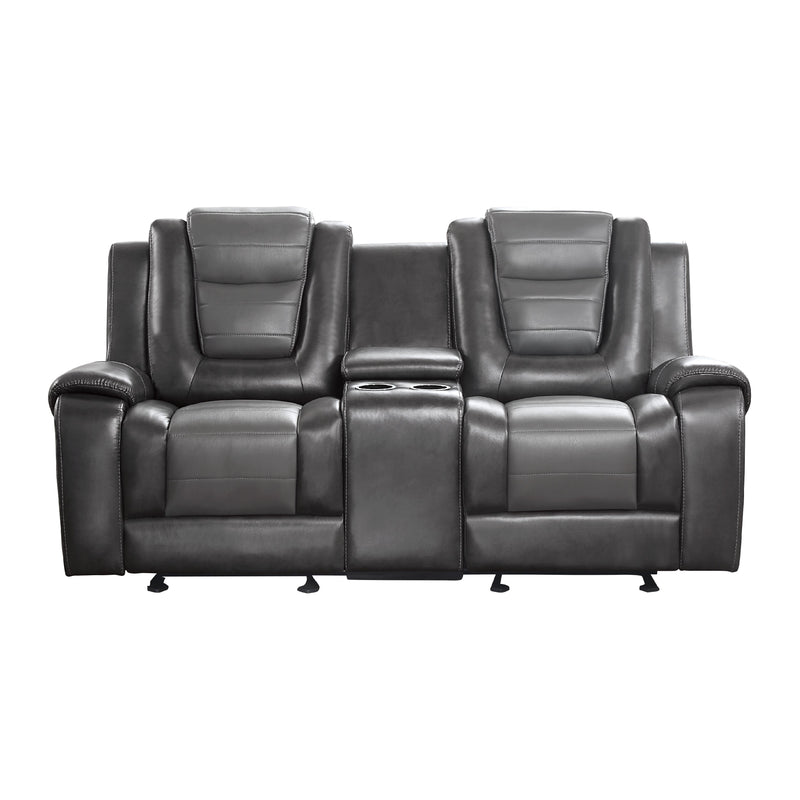 Homelegance Briscoe Reclining Leather Look Loveseat 9470GY-2 IMAGE 1