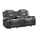 Homelegance Briscoe Reclining Leather Look Loveseat 9470GY-2 IMAGE 2