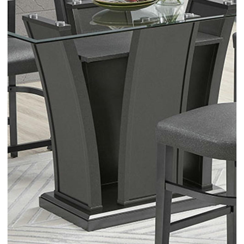 New Classic Furniture Platina Counter Height Dining Table with Glass Top and Pedestal Base D3639-10T/D3639G-14B IMAGE 2