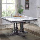 Acme Furniture Square Yabeina Dining Table with Faux Marble Top and Trestle Base 73270 IMAGE 1