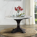 Acme Furniture Round Gerardo Dining Table with Marble Top and Pedestal Base DN00090 IMAGE 1