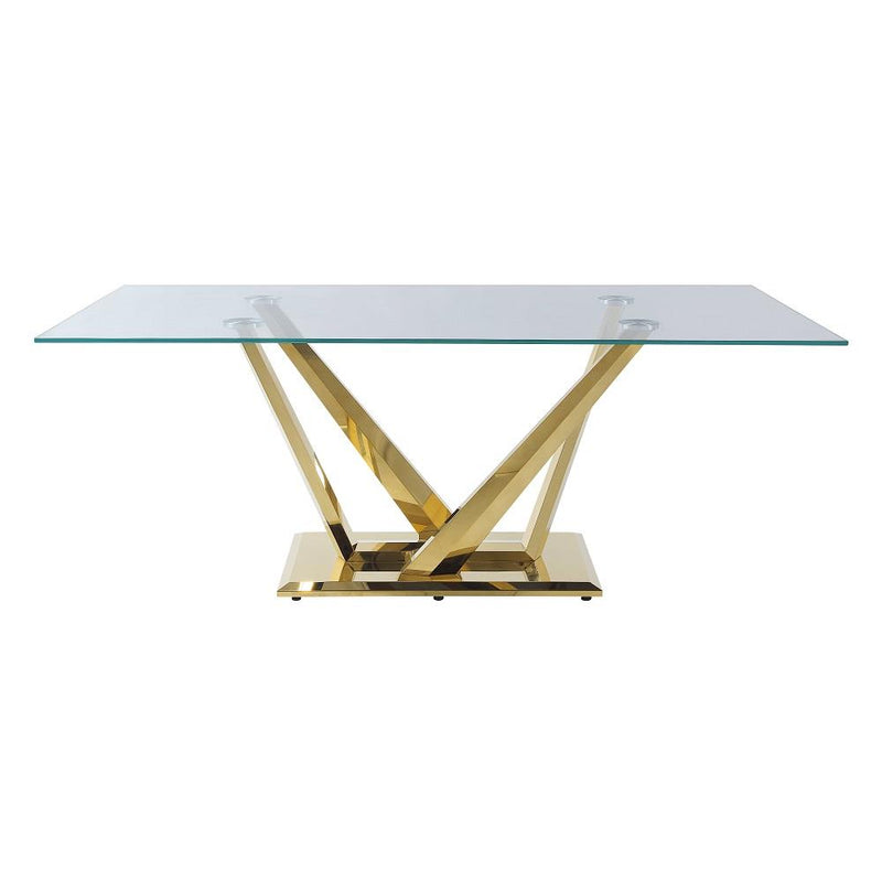 Acme Furniture Barnard Dining Table with Glass Top and Pedestal Base DN00219 IMAGE 3