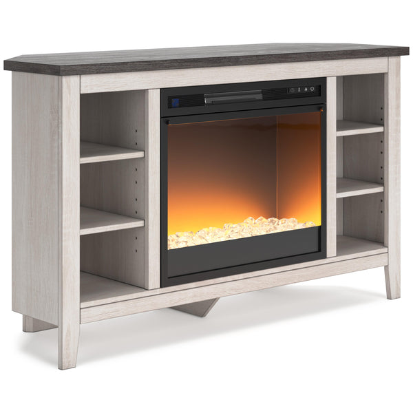 Signature Design by Ashley Dorrinson W287W5 Corner TV Stand with Electric Fireplace IMAGE 1