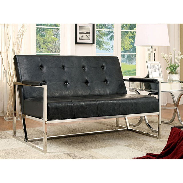Furniture of America Sienna Stationary Leather Loveseat CM-AC6262BK-LV IMAGE 1