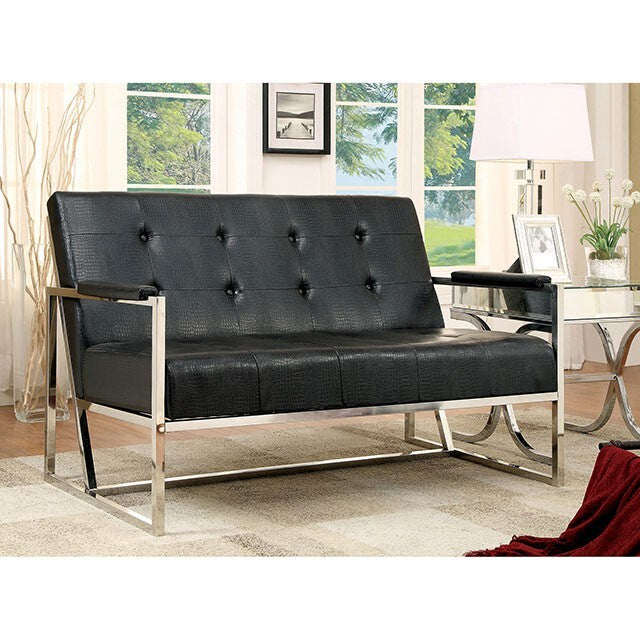 Furniture of America Sienna Stationary Leather Loveseat CM-AC6262BK-LV IMAGE 1