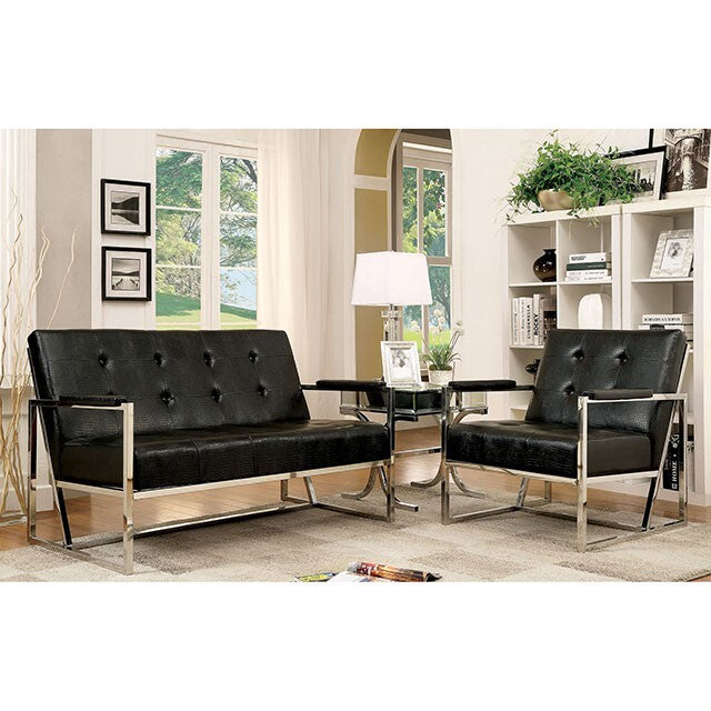 Furniture of America Sienna Stationary Leather Loveseat CM-AC6262BK-LV IMAGE 2