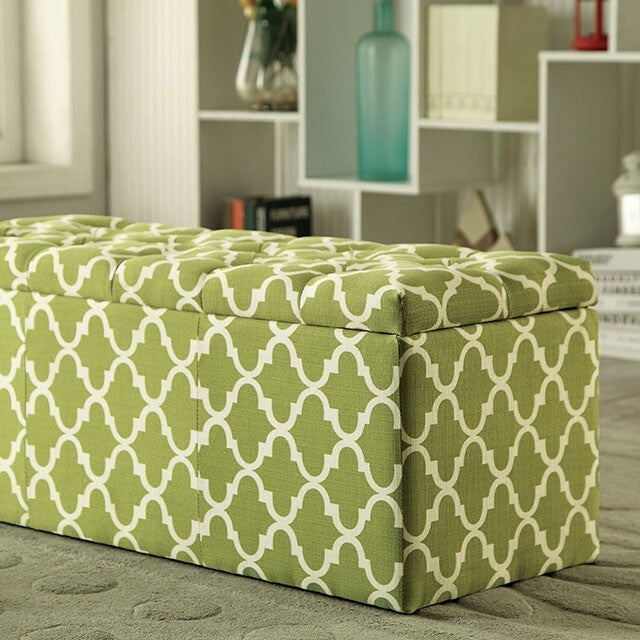 Furniture of America Zaira Fabric Storage Ottoman CM-BN6033GR IMAGE 1