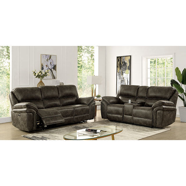 Furniture of America Tredegar Power Reclining Leather Loveseat with Console CM6083-LV-PM IMAGE 2