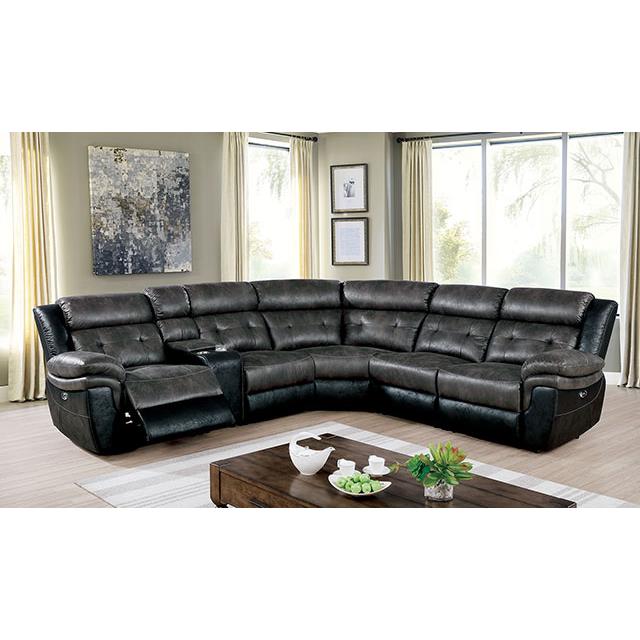 Furniture of America Brooklane Power Reclining Leather Look Sectional CM6218GY-SECT IMAGE 2