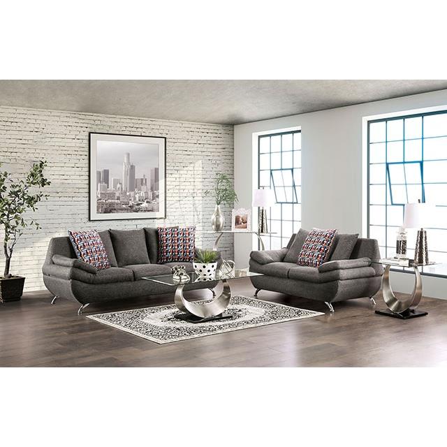Furniture of America Sarnen Stationary Loveseat EM6721DG-LV IMAGE 2