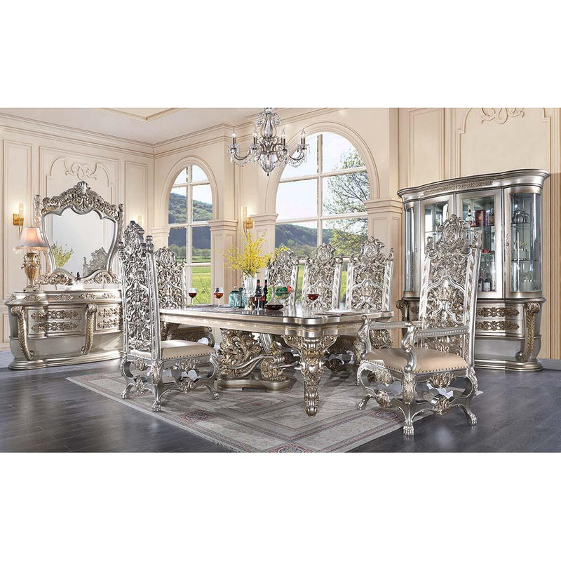 Acme Furniture Danae Dining Table with Copper Top and Pedestal Base DN01197 IMAGE 5