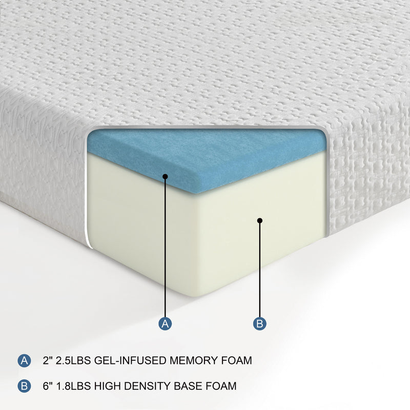 Homelegance Vega MT-NG08T 8" Twin Gel-Infused Memory Foam Mattress - White IMAGE 2