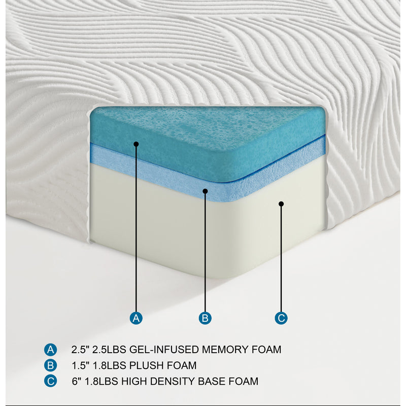 Homelegance Vega MT-NG10T 10" Twin Gel-Infused Memory Foam Mattress - White IMAGE 2