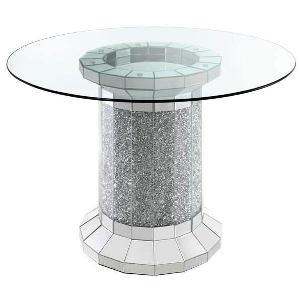 Coaster Furniture Round Ellie Counter Height Dining Table with Glass Top and Pedestal Base 115558 IMAGE 1