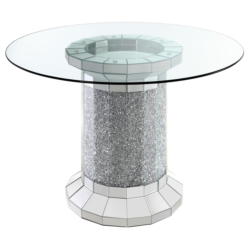 Coaster Furniture Round Ellie Counter Height Dining Table with Glass Top and Pedestal Base 115558 IMAGE 1