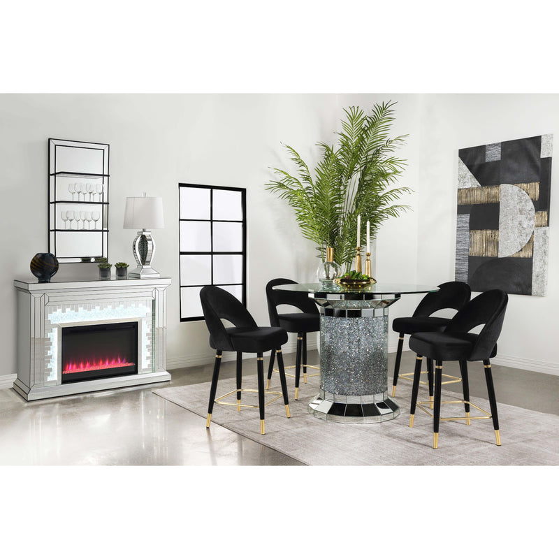 Coaster Furniture Round Ellie Counter Height Dining Table with Glass Top and Pedestal Base 115558 IMAGE 3