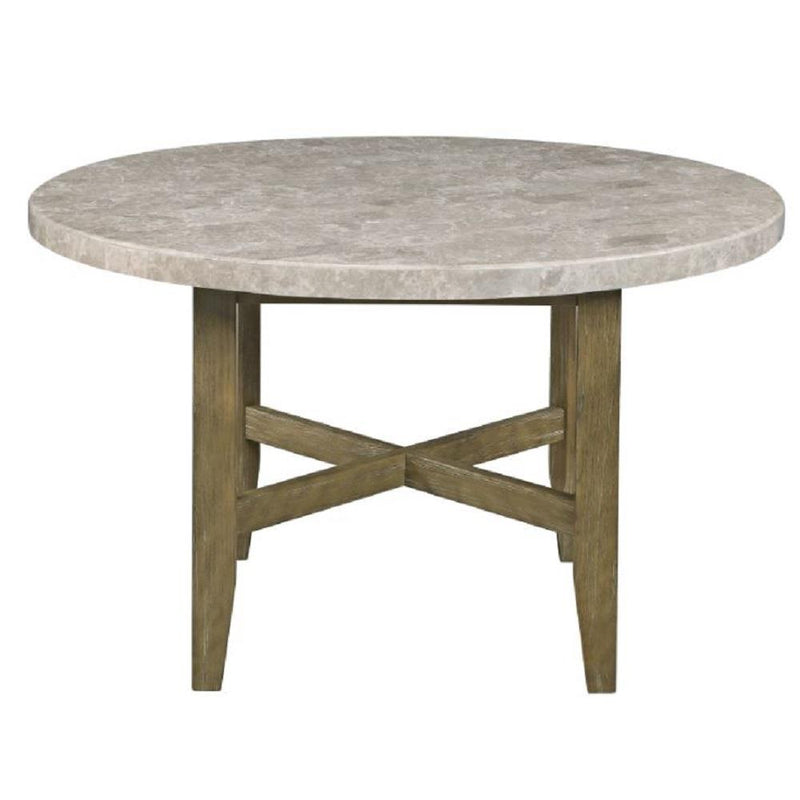 Acme Furniture Round Karsen Dining Table with Marble Top DN01449 IMAGE 3