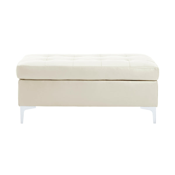 Homelegance Barrington Leather Look Ottoman 8378WHT-4 IMAGE 1