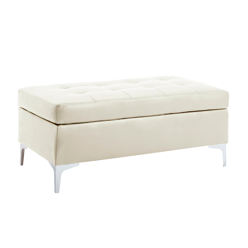 Homelegance Barrington Leather Look Ottoman 8378WHT-4 IMAGE 2