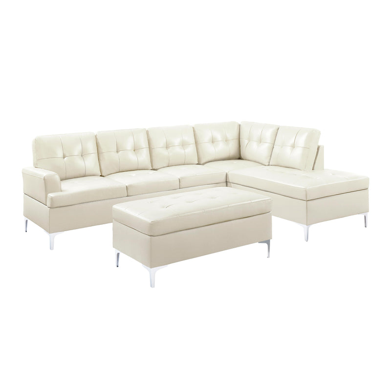 Homelegance Barrington Leather Look Ottoman 8378WHT-4 IMAGE 3