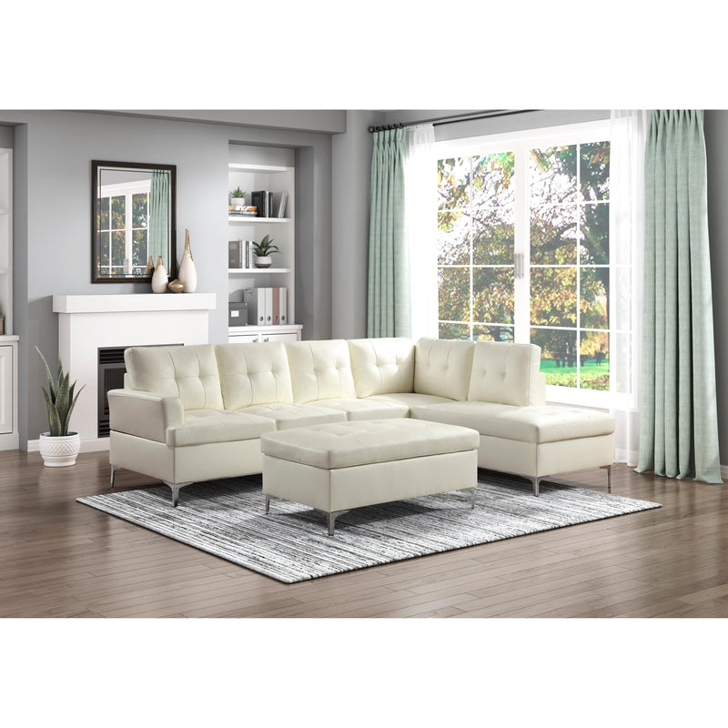 Homelegance Barrington Leather Look Ottoman 8378WHT-4 IMAGE 4