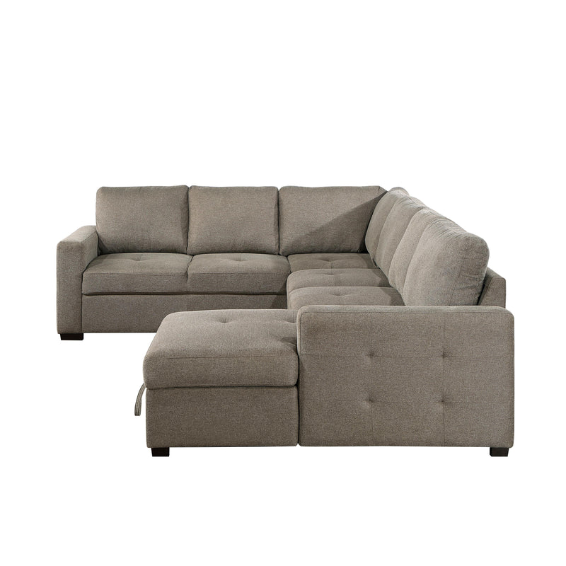 Homelegance Elton Fabric Sleeper Sectional 9206BR*33LRC IMAGE 3
