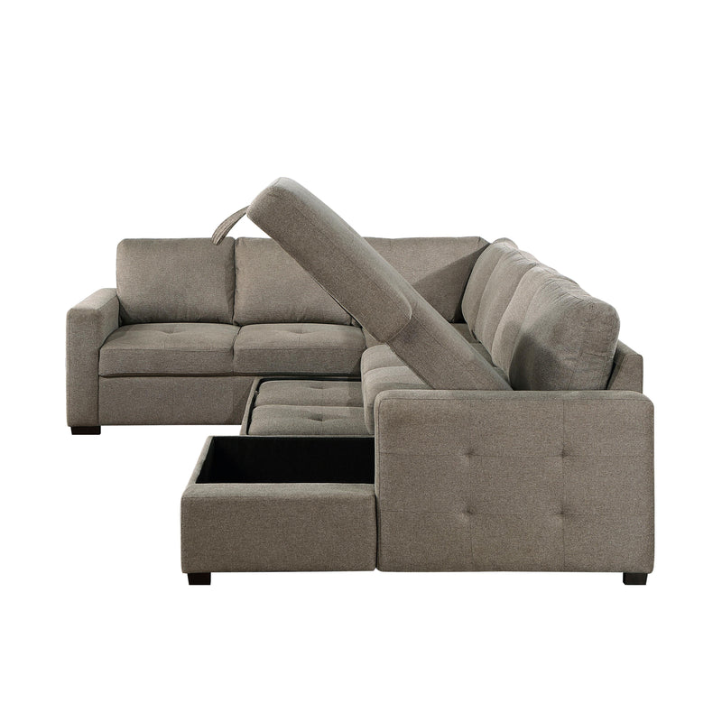 Homelegance Elton Fabric Sleeper Sectional 9206BR*33LRC IMAGE 6