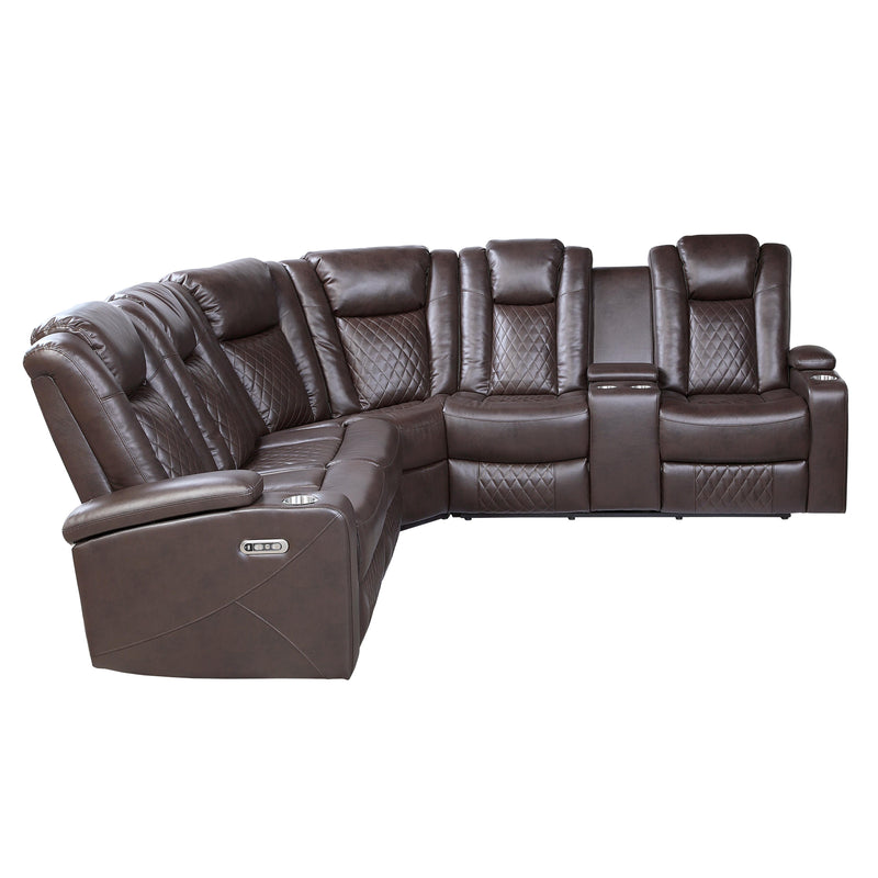 Homelegance Caelan Power Reclining Leather Look 3 pc Sectional 9366DB*SC IMAGE 3